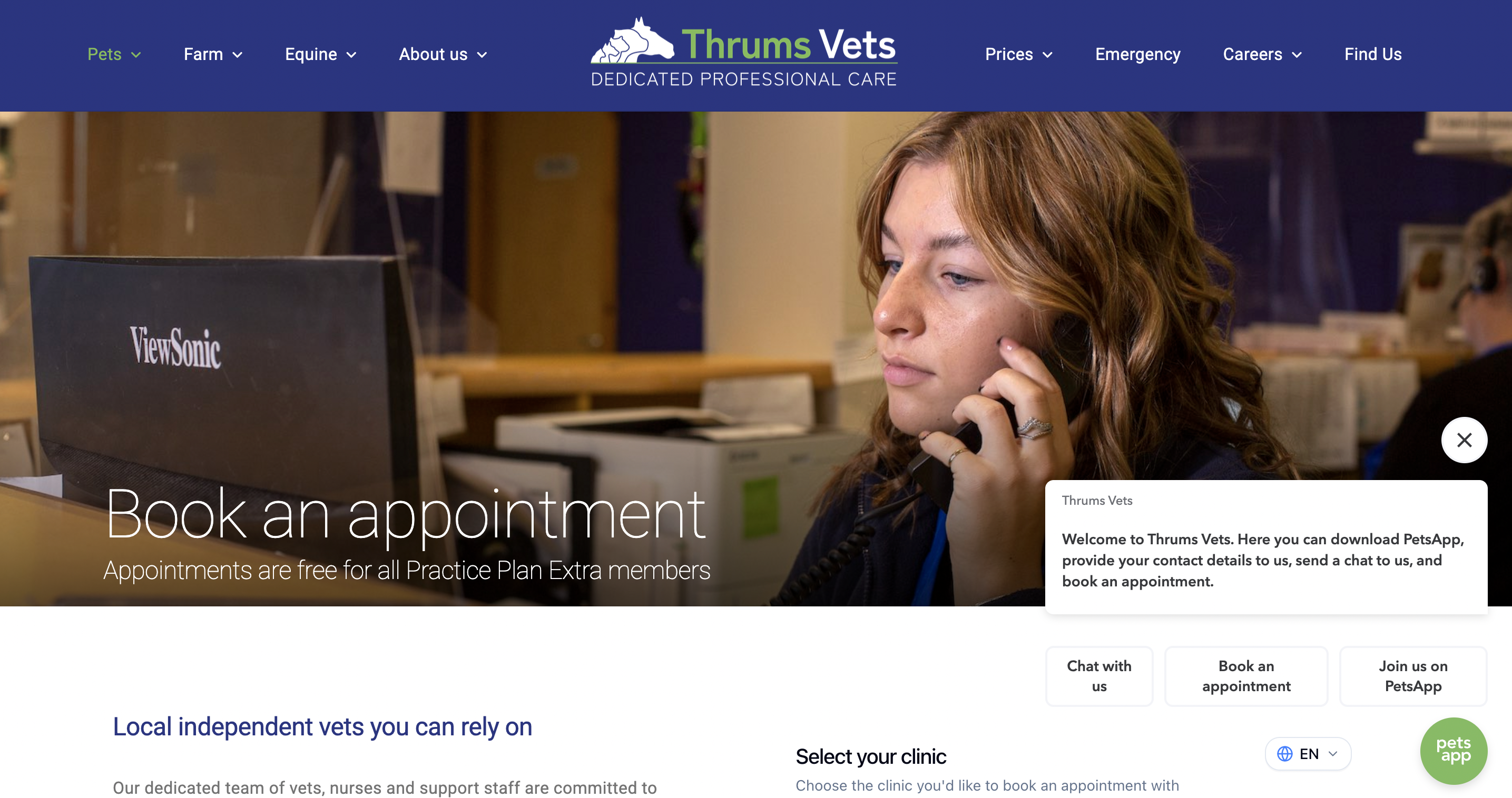 PetsApp Appointment Booking Widget in Action