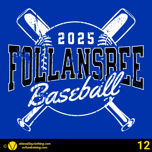 Follansbee Baseball & Softball Association 2025 Design 12