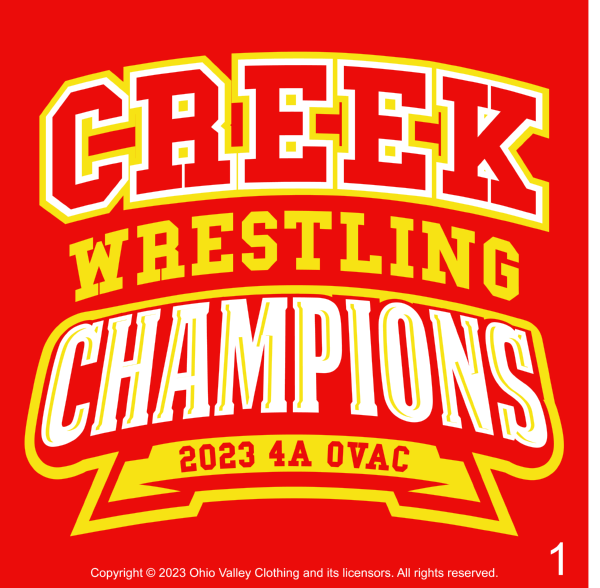 Indian Creek Wrestling 2023 OVAC Champions Design Samples