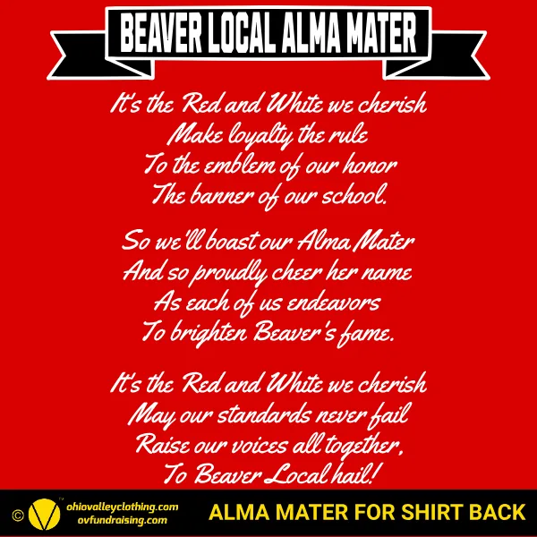 Beaver Local Red Pride Band Boosters 2024 Alma Mater Design