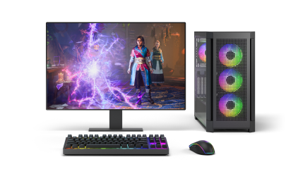 Open Windows device with a gaming image on the screen
