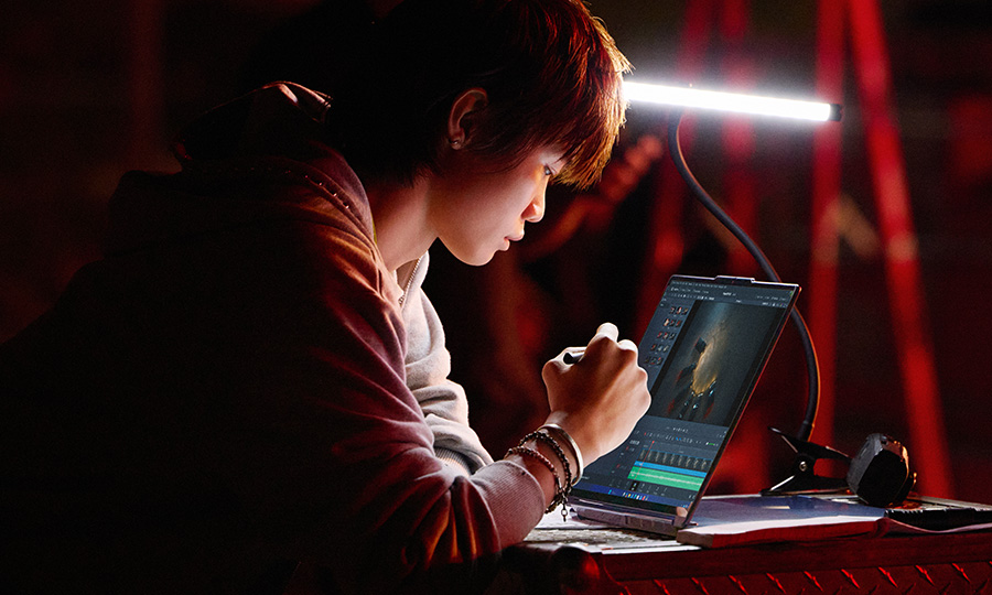 A person working on a laptop