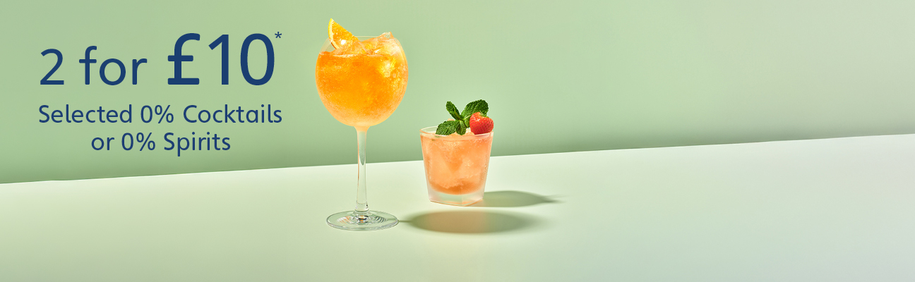 2 No & Low cocktails or 0% spirits for £10