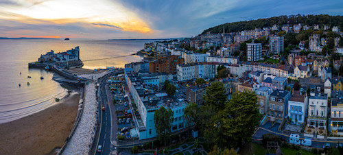 Aerial view of Weston-super-Mare, a seaside town in the North Somerset, England.