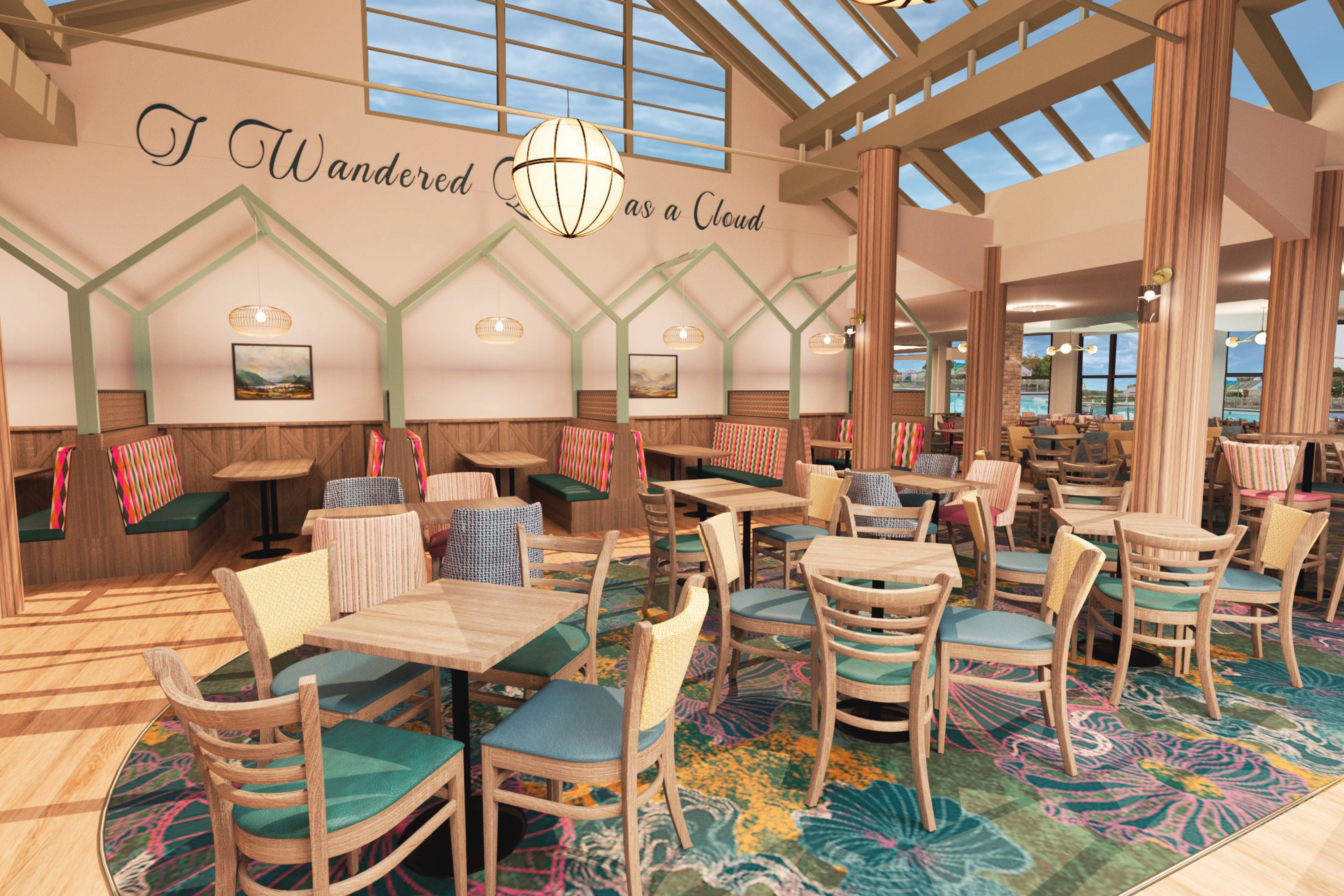 A computer-generated image shows how seating areas in Lakeland's new J D Wetherspoon pub could look.