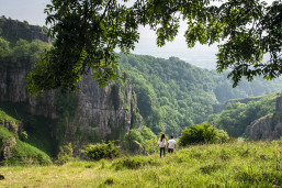 A couple take a stroll around Cheddar Gorge in Somerset.