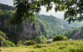 A couple take a stroll around Cheddar Gorge in Somerset.