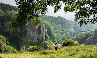 A couple take a stroll around Cheddar Gorge in Somerset.