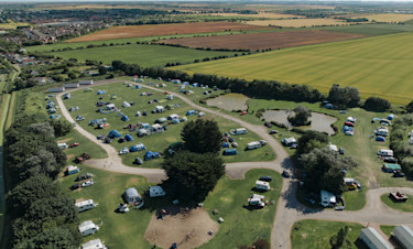 A drone view of caravans and touring area at Golden Sands, Mablethorpe.