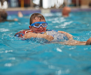 Bobbing along in the well-sized indoor pool at Skegness