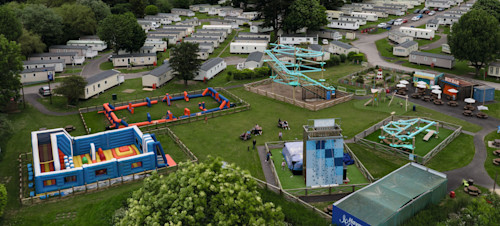 An aerial view of Weymouth Bay's multi-activity Adventure Village.