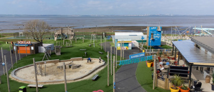 The view over the waterside Adventure Village at Kent Coast