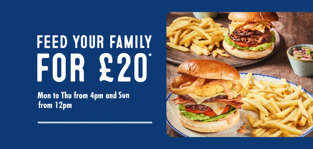 An offer graphic showing Haven's Feed a Family of 4 for £20 offer