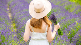 A woman in a lavender farm