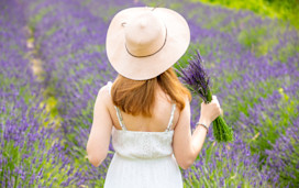 A woman in a lavender farm