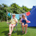 Kids enjoy an ice cream next to their tent at Seaview, Dorset.