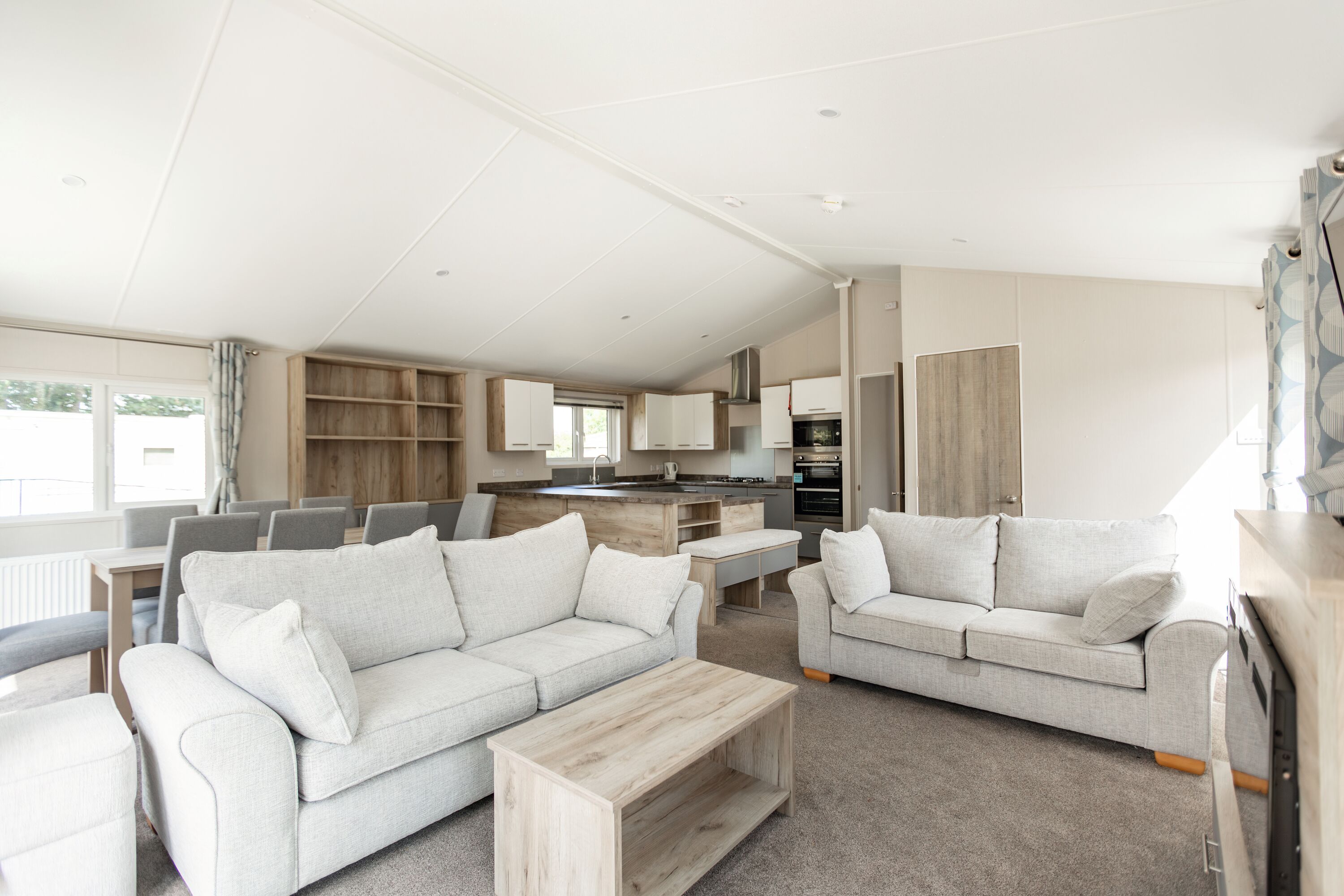 A panelled interior in one of our lodges.