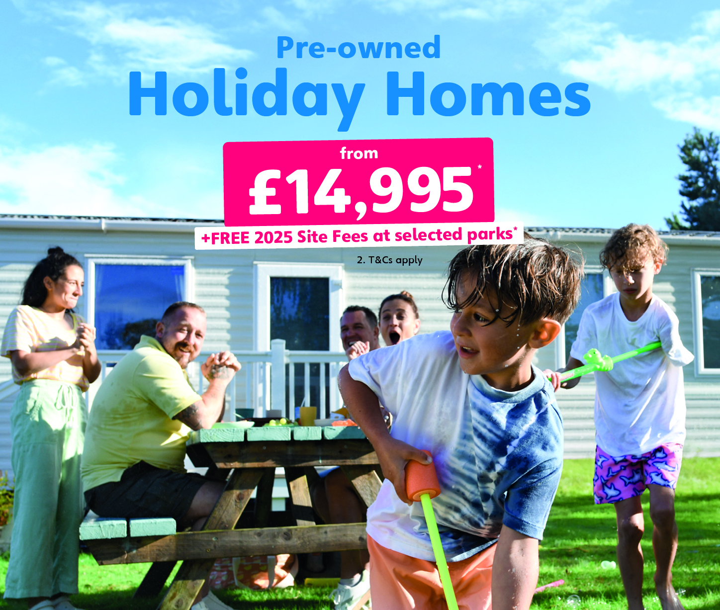 Pre-owned static caravans plus free 2025 site fees at selected parks