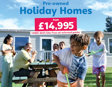 Pre-owned static caravans plus free 2025 site fees at selected parks