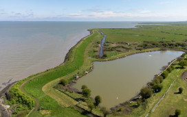The view of the fishing lake at Kent Coast from above