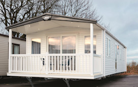 External view of the front of a caravan