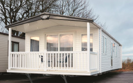 External view of the front of a caravan