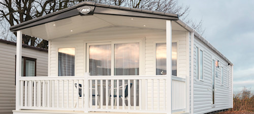 External view of the front of a caravan