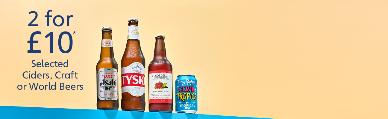 2 world, craft or cider bottles for £10: select bottles and cans 