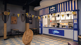 Cook's at Reighton Sands. Call in for a takeaway or perch on one of the benches inside.