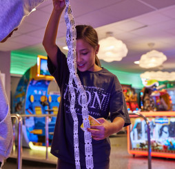 Counting up tickets in Orchards Holiday Village arcade