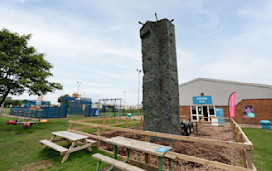The mobile climbing wall at Blue Dolphin.