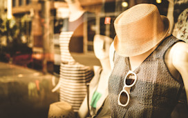 Mannequins in a shopping window.