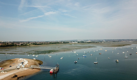 An aerial view over Hayling Island in Sussex.