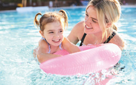 Family time in the pool