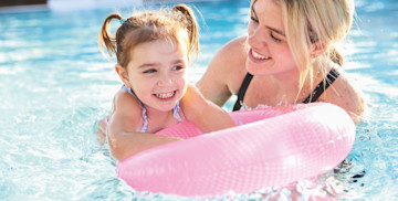 Family time in the pool