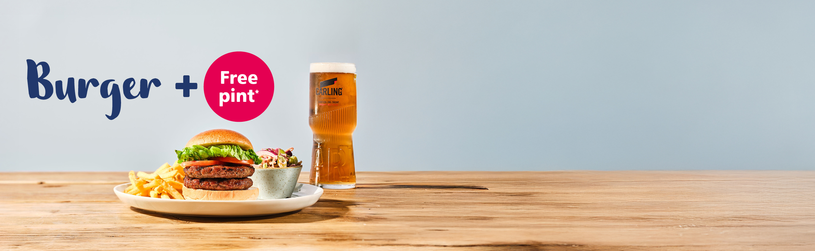 Burger + Free Pint offer