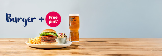 Burger + Free Pint offer