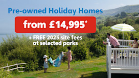 Pre-owned holiday homes from £14,995 with free 2025 site fees. Terms apply.