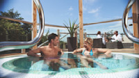 The outdoor spa bath at The Lakes Spa at Far Grange