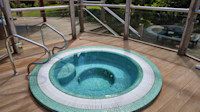The outdoor spa bath at The Lakes Spa at Far Grange