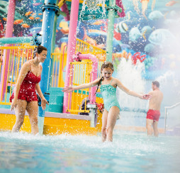 The bucket feature at the Adventure Pool at Primrose Valley