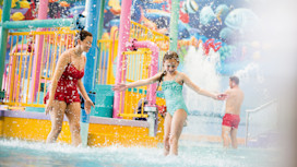 The bucket feature at the Adventure Pool at Primrose Valley