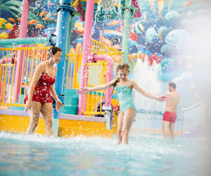 The bucket feature at the Adventure Pool at Primrose Valley