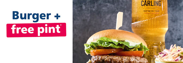 Burger + Free Pint offer