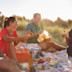 Sharing a picnic on the sand