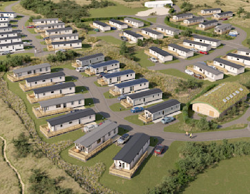 A computer-generated image shows the new pitch developments at Perran Sands, Cornwall.