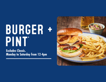 Enjoy a burger and pint bundle deal