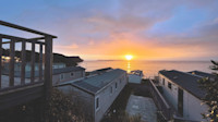 The sun setting over the bay
