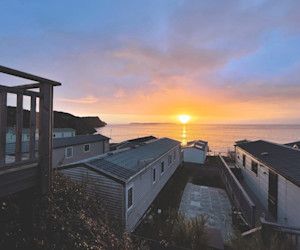 The sun setting over the bay