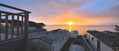 The sun setting over the bay